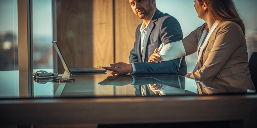 Auto accident lawyer helps an injured client understand their rights and options for compensation.