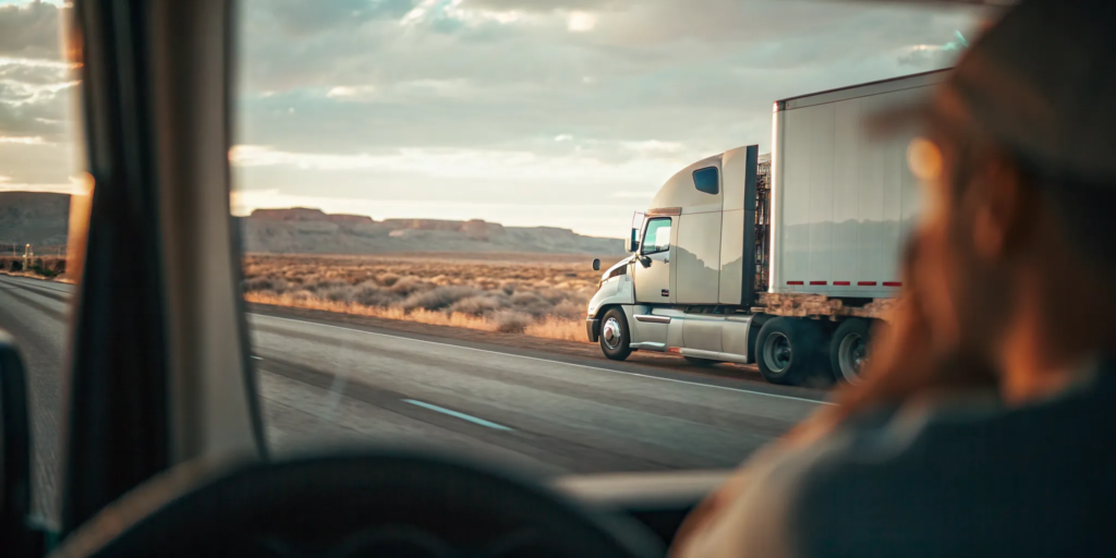 Semi truck traveling on a New Mexico highway