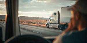 Semi truck traveling on a New Mexico highway