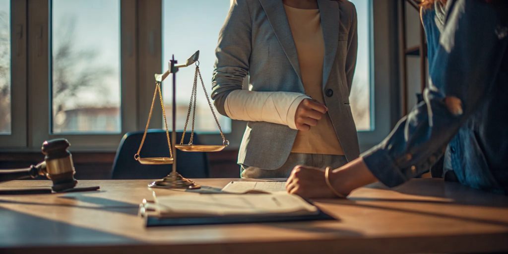 Dog bite victim consulting with a New Mexico attorney in a professional law office setting