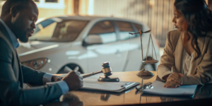 New Mexico uninsured motorist lawyer legal documents and gavel