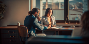 Car accident attorney in New Mexico consulting with an injured client
