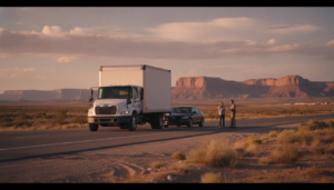 Commercial vehicle crash investigation on a New Mexico highway