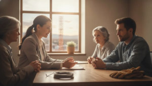 New Mexico electrocution accident lawyer consulting with an injured family